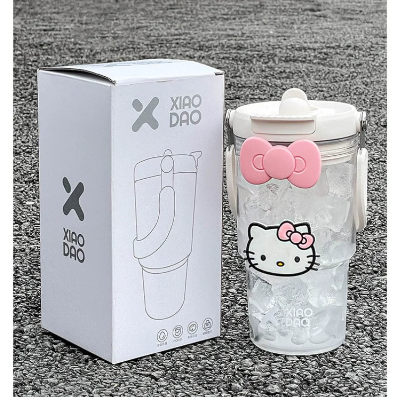 600-900ML Sanrio Large Capacity Plastic Water Cup Hello Kitty Portable Beverage Bottle