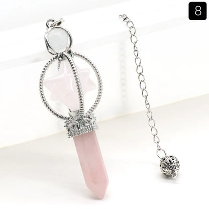 Natural Stone Spinning Merkaba Pendulum Divine Healing Crystal Point Pendant Metaphysical Spiritual Chakra Balance Blessing