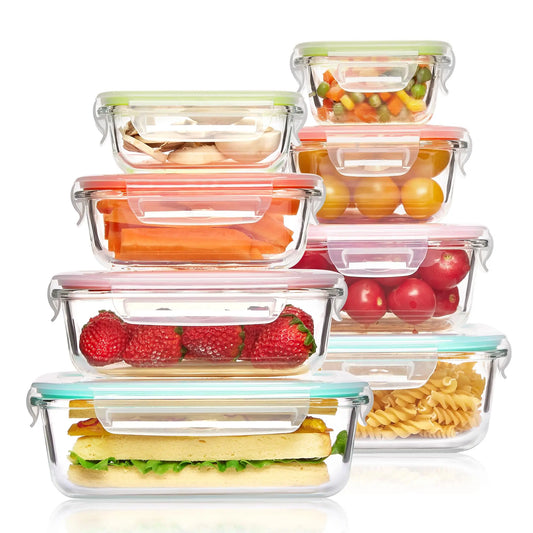 Glass Lunch Box Food Storage Containers,  for Microwave, Oven, Freezer and Dishwasher, BPA Free