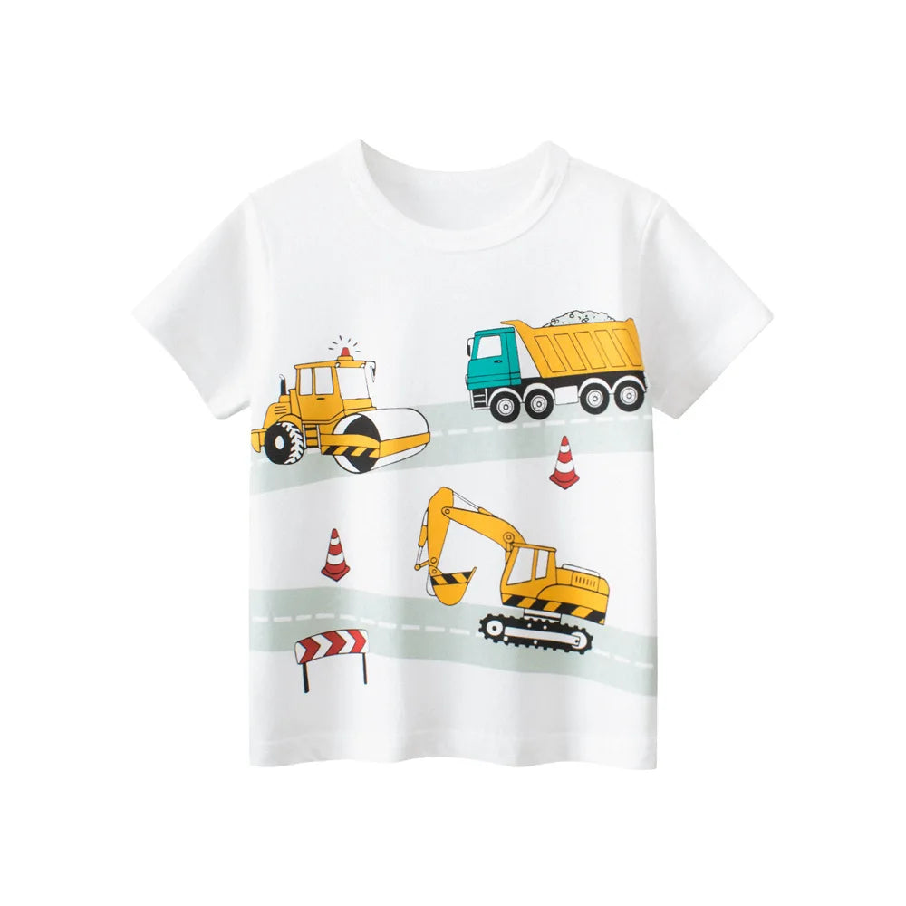 2-8 Years Summer Children Boys T-shirts Cartoon Printed Letter Baby Boy Short Sleeve Tops Kids T Shirts Toddler Clothes