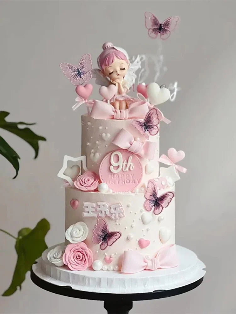Angel Wing Princess Cake Topper – Fairy Ballet Dance Girl Decor for 1st Birthday, Gender Reveal & Baby Shower