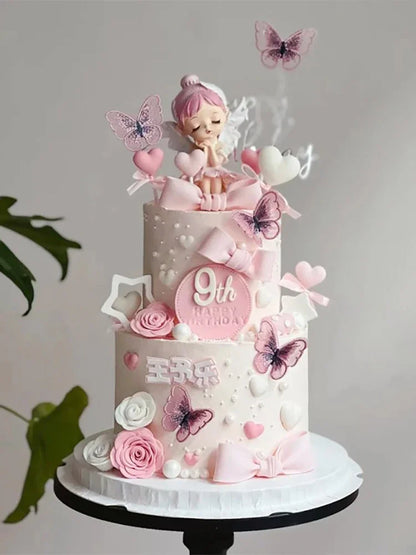 Angel Wing Princess Cake Topper – Fairy Ballet Dance Girl Decor for 1st Birthday, Gender Reveal & Baby Shower