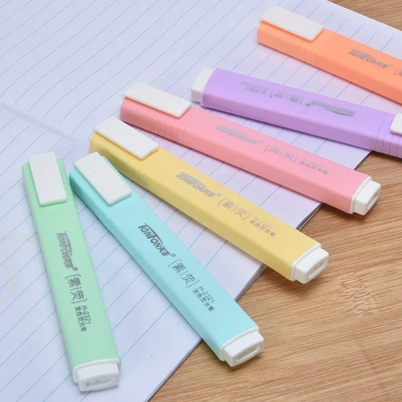 6 Colors/box Fine Fluorescent Glitter Highlighter Marker Pen Set