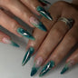24Pcs False Full Cover Press on Nail Tips Purple Heart Almond  with Glue