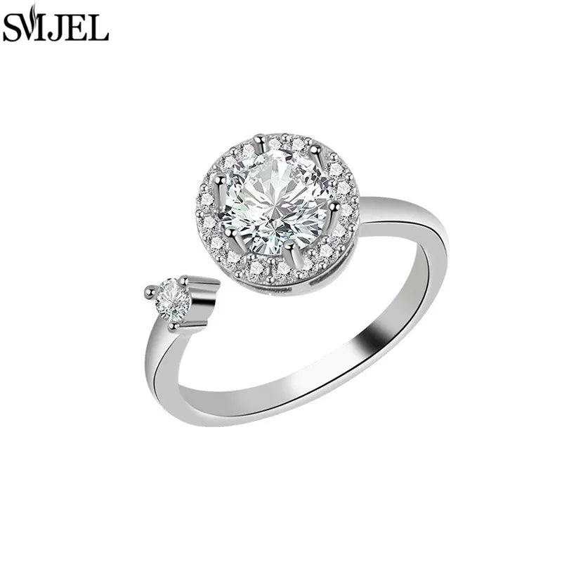 Korean Fashion Daisy Spinner Fidget Ring Multiple Style Sunflower Rose Snowflake Rotate Freely Anti Stress Anxiety Rings Wedding