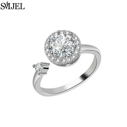Korean Fashion Daisy Spinner Fidget Ring Multiple Style Sunflower Rose Snowflake Rotate Freely Anti Stress Anxiety Rings Wedding