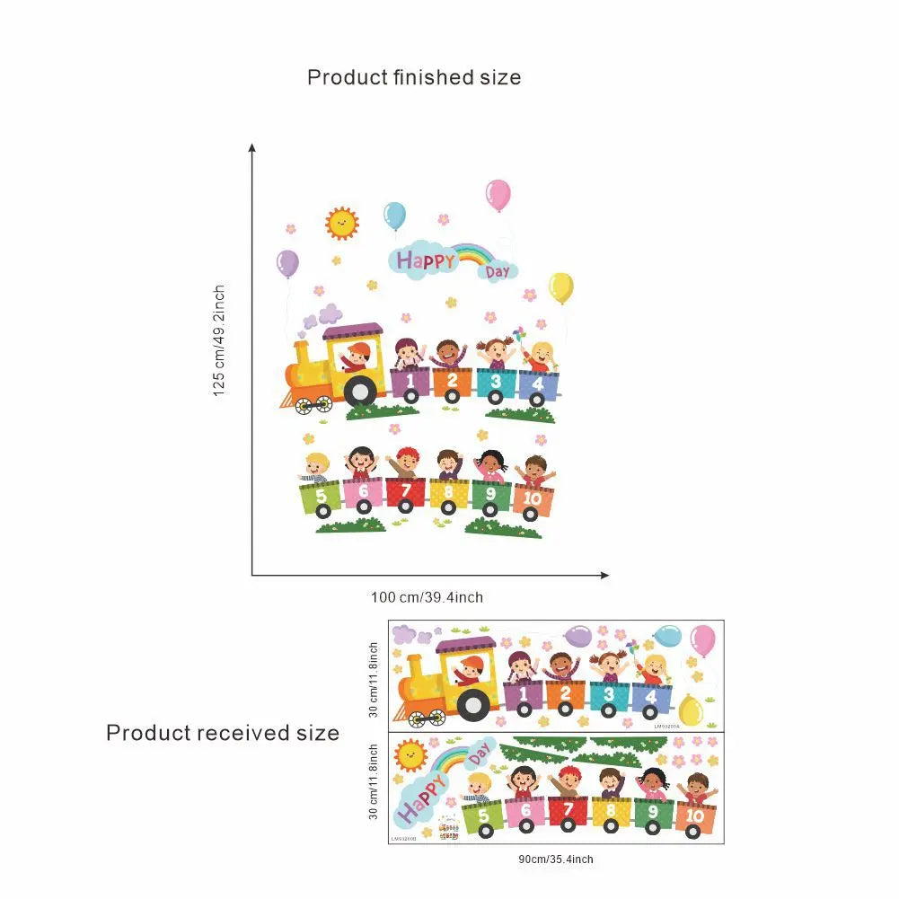 - Rainbow Number Train Wall Sticker – Kids’ Room & Classroom Self‑Adhesive Decor