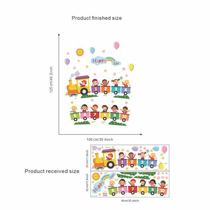 - Rainbow Number Train Wall Sticker – Kids’ Room & Classroom Self‑Adhesive Decor