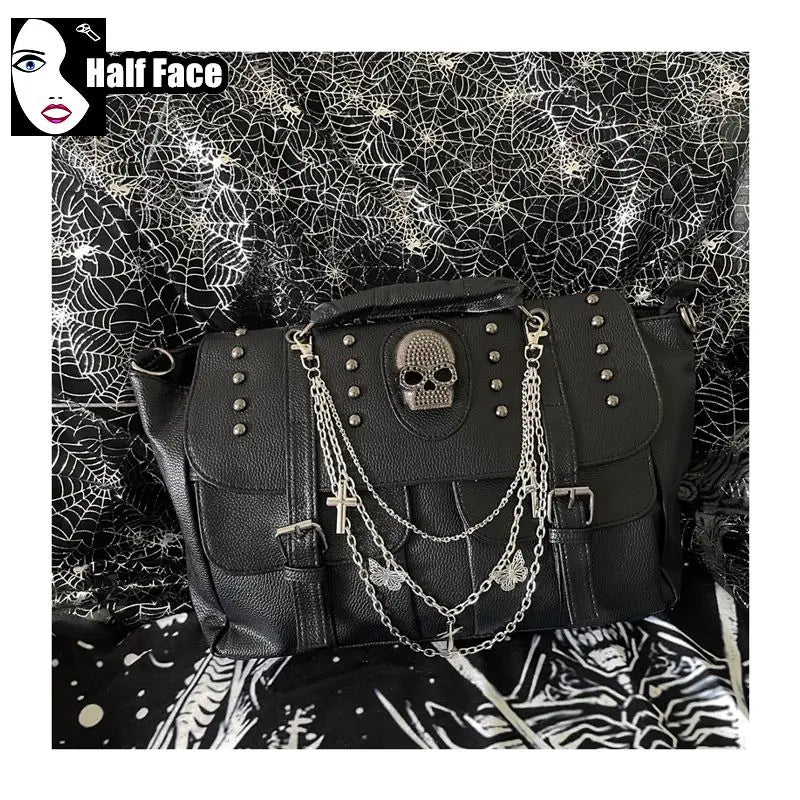 Harajuku Punk Skeleton Chain Bag – Spicy Girls Gothic Lolita One‑Shoulder Crossbody Tote