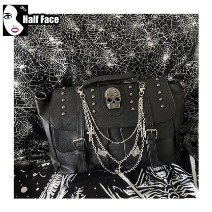 Harajuku Punk Skeleton Chain Bag – Spicy Girls Gothic Lolita One‑Shoulder Crossbody Tote