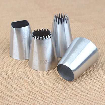 4‑Piece Large Piping Nozzle Set – Stainless Steel Icing Tips for Cakes & Desserts