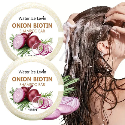 Onion & Biotin Shampoo Bar – 60g Moisturizing, Smoothing Hair Soap with Rosemary Extract