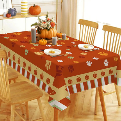 Fall Squirrel Rectangle Tablecloth Party Decor Autumn Maple Leaf Pumpkin Table Cloth Dining Table Decor Thanksgiving Decorations