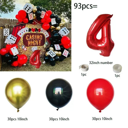 93pcs Cube Balloons Dice Playing Cards Foil Ballon Casino Theme Party Adult Birthday Decor Las Vegas Party Poker Theme Party