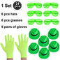 UV Neon Glow Party Hats – Blacklight Fluorescent Plastic Hats for Kids & Adults