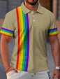 Men’s Rainbow Graphic Polo – Button‑Up Short Sleeve Shirt