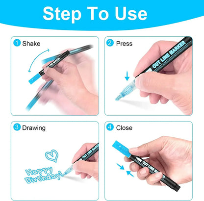 Double Line Highlighter Art Pens 36 Color