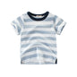 OLEKID 2025 Summer Stripe Children Boys T-shirts Printed Letter 2-8 Years Kids Little Boy Tops Short Sleeve Toddler Tees Clothes