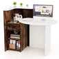 Reception Desk, Small Retail Checkout Counter with Lockable Drawer and Open Shelves, Wooden Computer Workstation, Customized