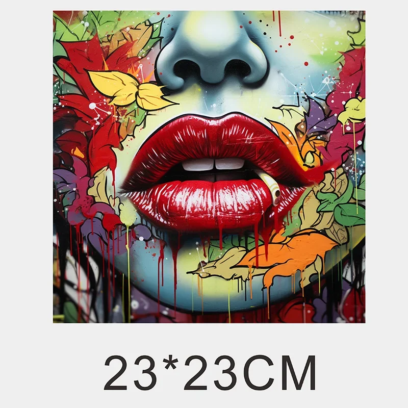 Graffiti Animal Iips Fashion Iron Sticker Patch For Clothing T-shirt DIY Hoodie Jacket Sticker DTF PPatch Is Waterproof