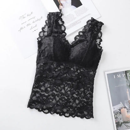 Women's Lace See-through Pads Tank