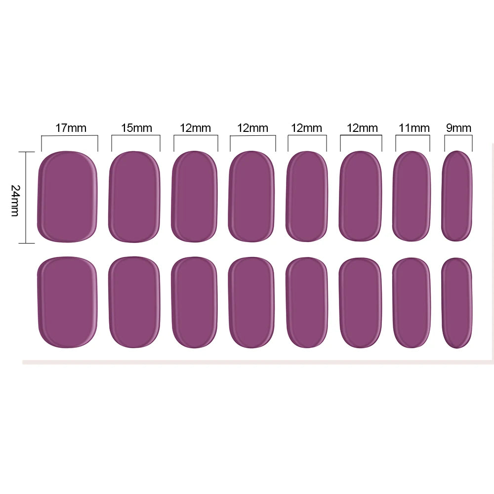 16‑Piece Semi‑Cured Gel Nail Wrap Set – French Pure Color UV Gel Polish Strips, Long‑Wear Nail Extension Decals
