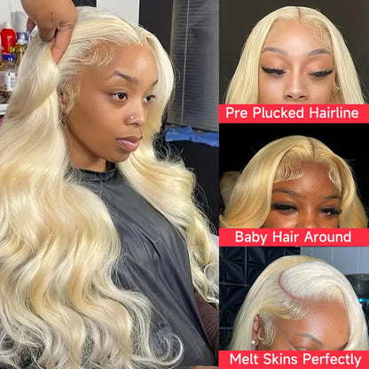 40 42 Inch 613 Blonde Lace Front Wig Human Hair Remy Brazilian 13x4 13x6 360 Hd Transparent Body Wave Lace Frontal Wig For Women