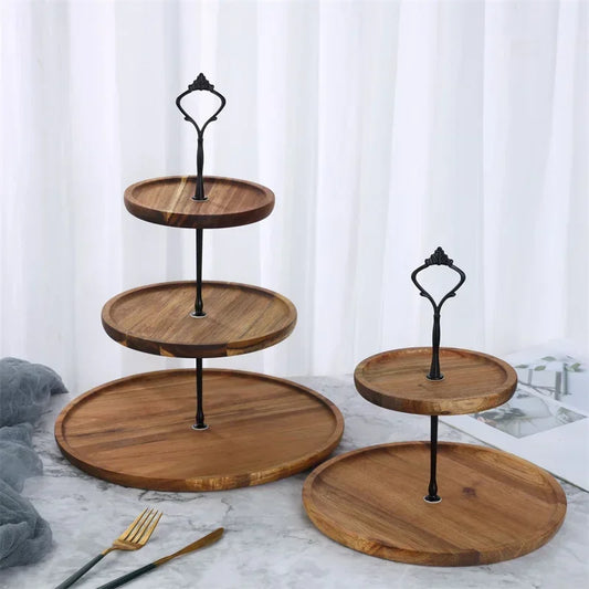 2/3-layer Wooden Decorative Cake Stand Dried Fruit Snack Tray Cupcake Holder Wedding Birthday party Dessert Candy Display rack