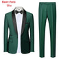 Men's Solid Color Suit Jacket Blazer Waistcoat Vest Pants Set M-6XL