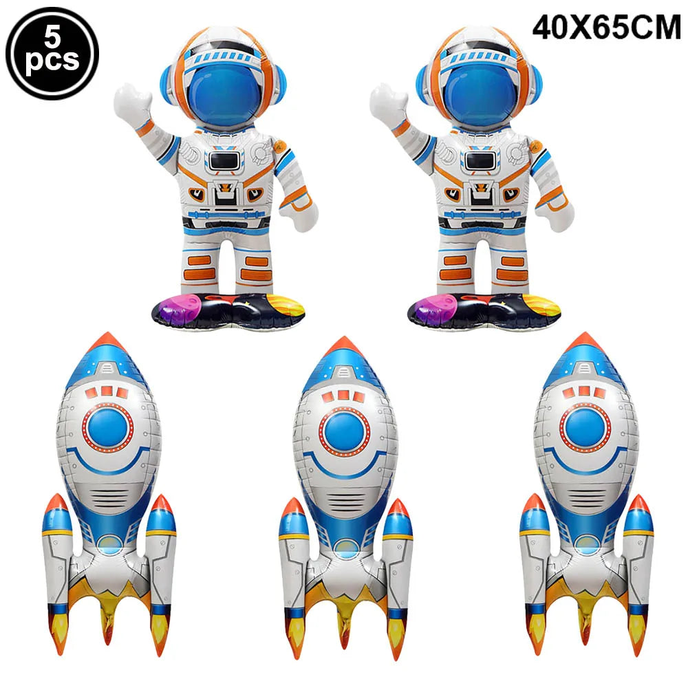4D Standing Astronaut Spaceman Balloons Rocket Foil Balloons Kids Toys Baby Shower Outer Space Themed Birthday Party Decorations