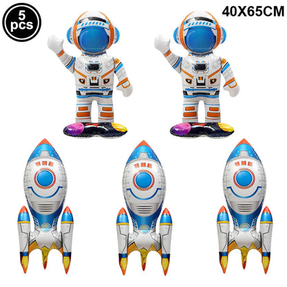 4D Standing Astronaut Spaceman Balloons Rocket Foil Balloons Kids Toys Baby Shower Outer Space Themed Birthday Party Decorations