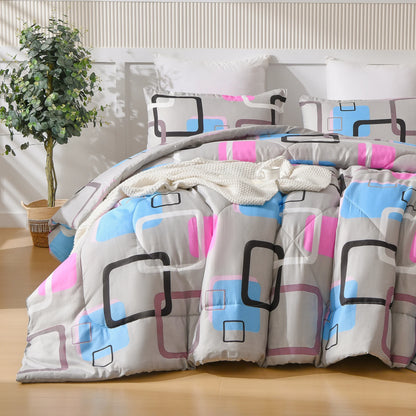 3 Pcs Comforter Set With Geometric Pattern, Luxury Soft Comforter, Ultra Soft 100% Microfiber Polyester