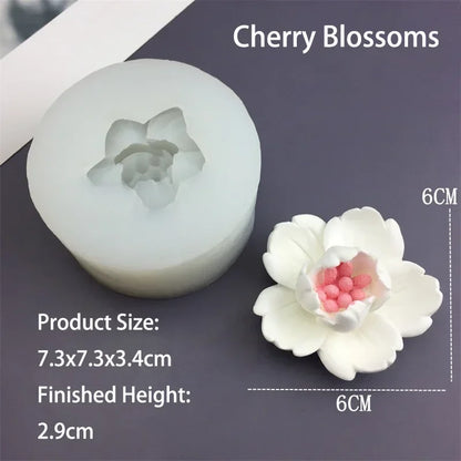 3D Flower Shape Fondant Mold Aromatherapy Candle Silicone Mold Cake Chocolate Decoration Baking Tool Craft Gifts Making Mould
