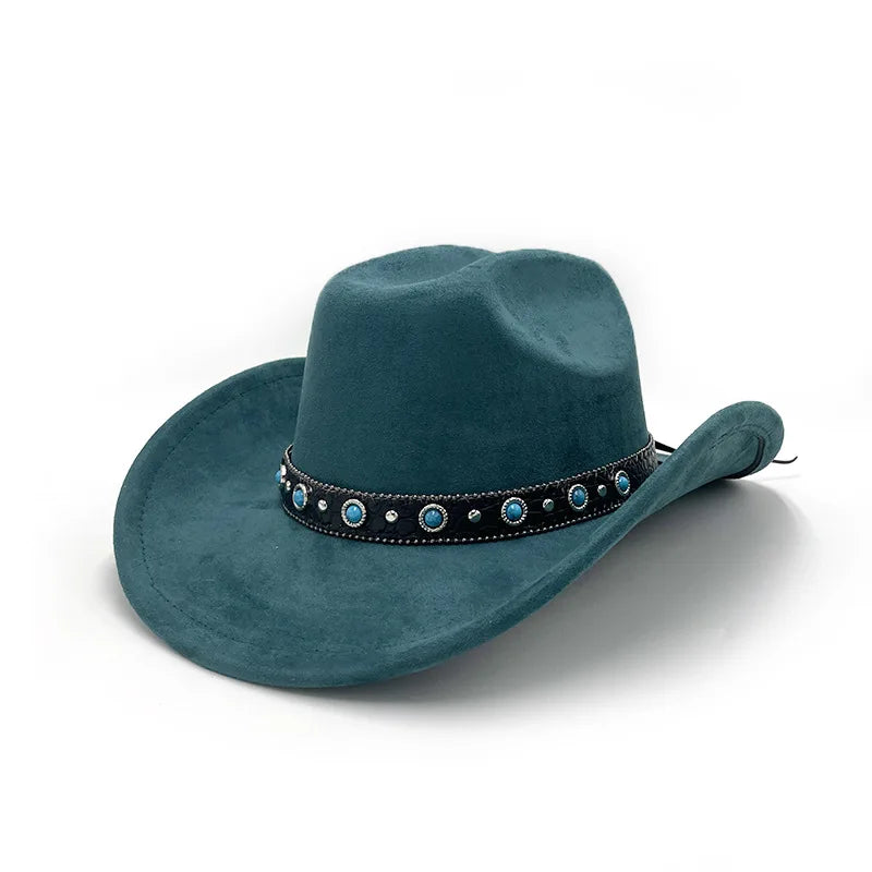 1Pcs Premium Brown Cowboy Hat with Crystal Band Stylish Sun Western Theme Parties,Outdoor Ranch Activities Casual Daily Wear