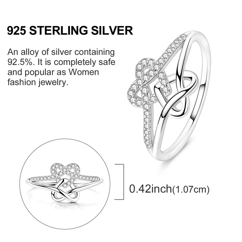 Rings Original 925 Sterling Silver Rings Simple Zircon Heart Ring For Wedding Valentine's Day Women Ring Jewelry Gift