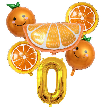 6pcs Orange Foil Balloon with 32inch Number Balloons Summer Themed Fruit Globals Baby Shower Birthday Thankgiving Party Decor