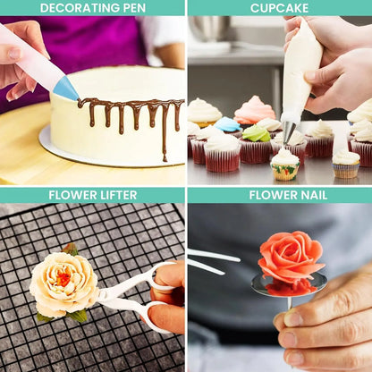 206pcs Decorative Supplies Set, Suitable For Beginners With Steel Pipe Frosting Techniques, Including Cake Wheel Icing Shove