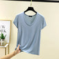 Women’s Plus Size U‑Neck Modal T‑Shirt (L–6XL) – Short Sleeve Solid Color Loose Tee