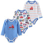 Kiddiezoom 3 Pcs Newborn Cartoon Long Sleeve 100%cotton Baby Boy Girl Bodysuit Soft Infant Onesies Clothes