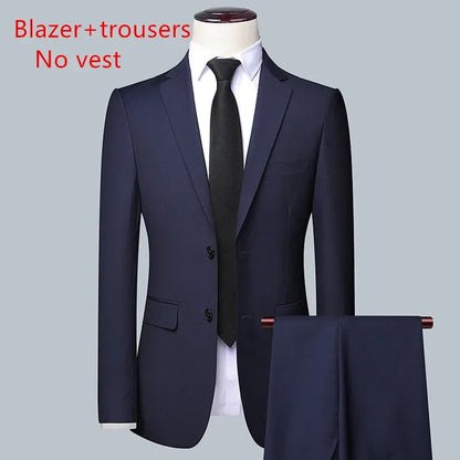 Men's (suit + Vest + Trousers) Solid Color Business Suit 3/2 Business Suit