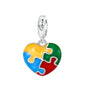 925 Sterling Silver Unique Red Puzzle Heart Dangle Charm Valentine's Day Pendant Fit Original Bracelets Women DIY Jewelry Gift