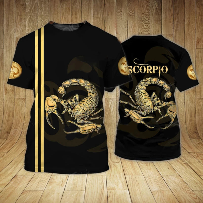 Men’s 3D Scorpion Print T‑Shirt – Summer Casual Oversized Tee
