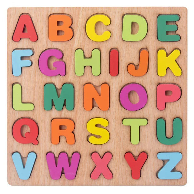 Baby Wooden Puzzles Montessori Toys 1 2 Years Toddler Toys Hand Grab Board Alphabet Number Cognition Learning Educational Toys