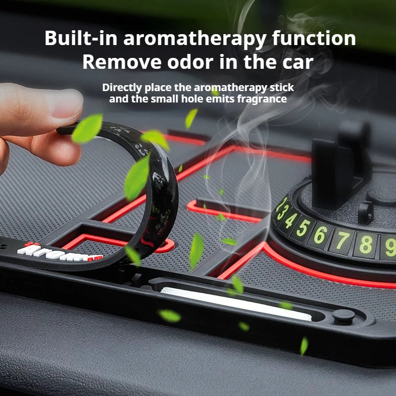 4-in-1 PVC Car Anti-Slip Mat: Silicone Phone Holder, Dashboard Mount, Multi-Purpose Car Organizer Tray Accessory