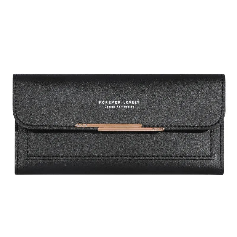 2024 New Women's Wallet Metal Long Folding Personalized Student Cute Mini Fashion Wallet Handheld Zero Wallet