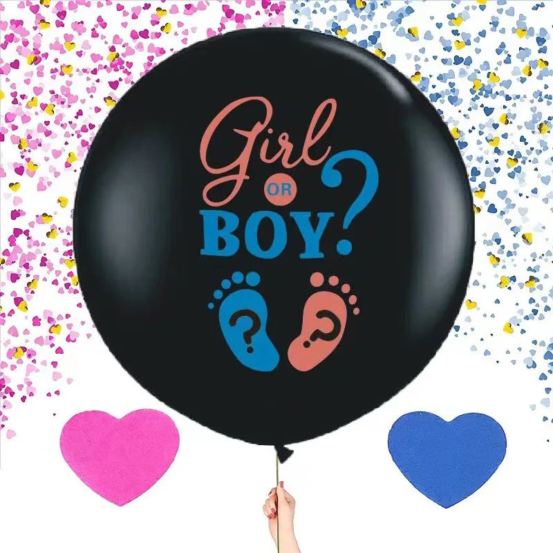 1 Set Giant Boy Or Girl Gender Reveal Black Latex Baby Shower Confetti Ballons