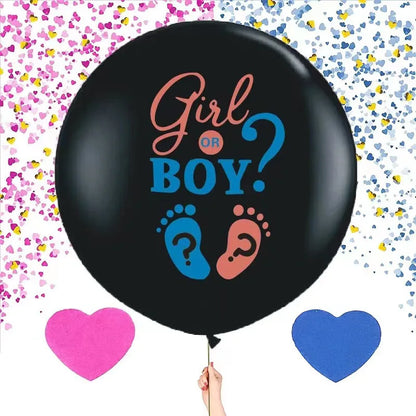 1 Set Giant Boy Or Girl Gender Reveal Black Latex Baby Shower Confetti Ballons