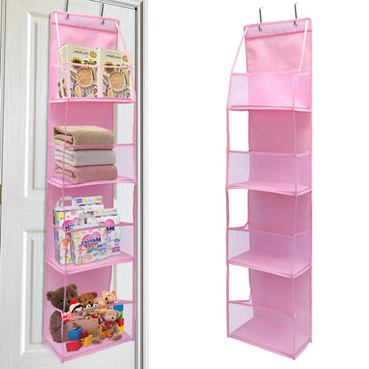 4/6-Tier Hanging Storage Bag Foldable Organizer Over-The-Door Holder For Hair Accessories Snacks Toys Clothes Storage Holder