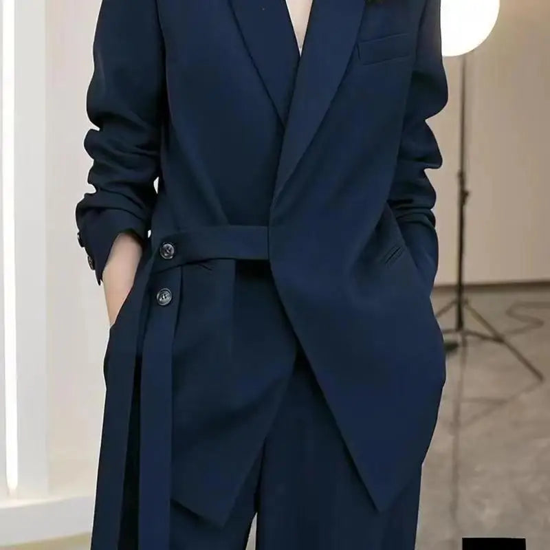 Women’s Two‑Piece Suit Set – Blazer & Wide‑Leg Pants