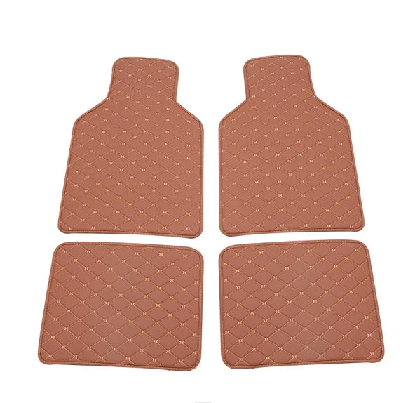 4pcs Universal Leather Car Floor Mat Car-Styling Interior Accessories Mat Floor Carpet Floor Liner Waterproof Foot Pad Protector